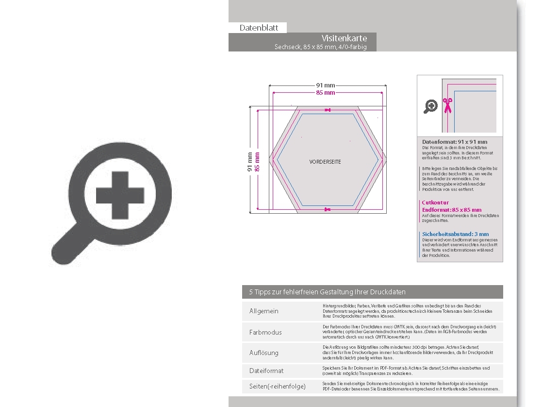 Product Bild visitenkarte_sechseck__85_x_85_mm__1-seitig__4_0-farbig_cmyk